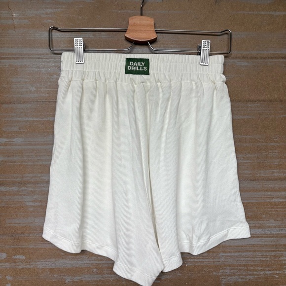 Daily Drills Pants - Daily Drills Resort Thermal Shorts Cream Lounge Soft Stretch Preppy Womens XS/S